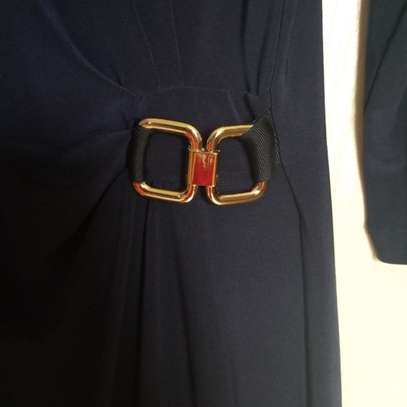 NY Collection Petite Size Medium Navy Blue Dress - Picture 3 of 7